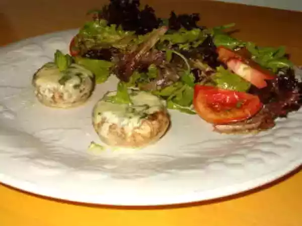 Receita Cogumelos gratinados com roquefort e hortelã