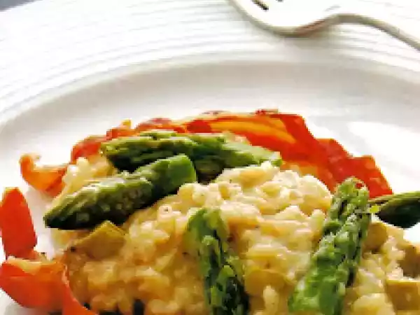Receita Risoto de aspargos, camembert e presunto cru