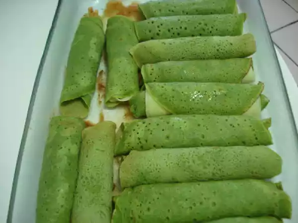 Receita Crepe de espinafre, mussarela e peru