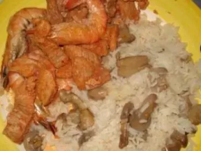 Receita Febras com camarão e arroz de cogumelos...
