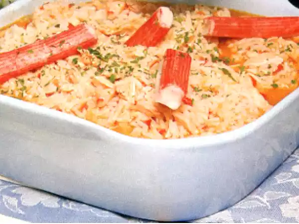 Receita Arroz de salmão com delícias do mar