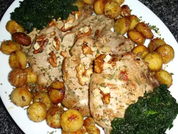 Receita Costeletas de porco com castanhas