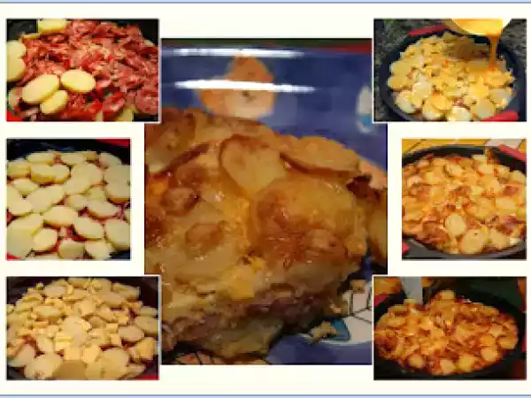 Receita Tarte de batata com salsichas