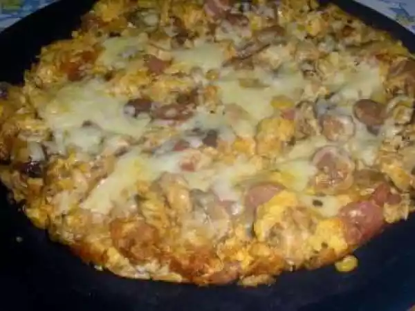 Receita Tortilha de frango e salsicha
