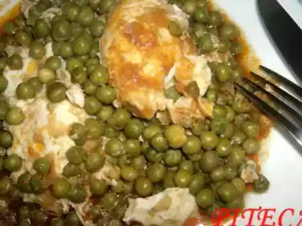 Receita Ervilhas guisadas com ovos escalfados