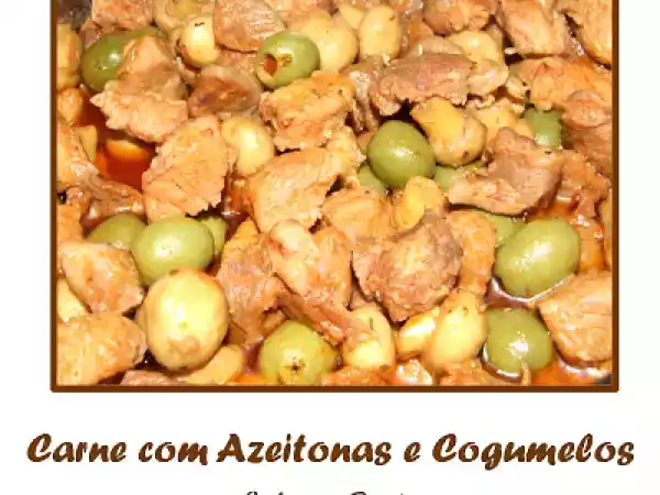 Receita Carne com azeitonas e cogumelos