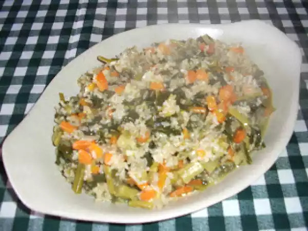 Receita Arroz integral de espigos (ou grelos de couve)