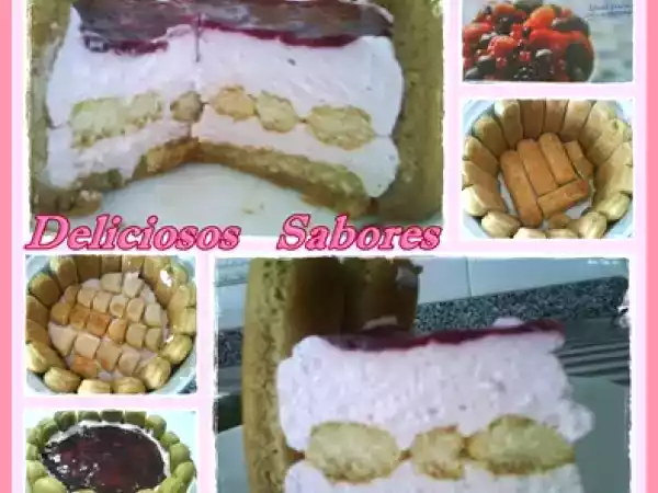 Receita Charlotte de frutos silvestres com iogurte * dia cor-de-rosa