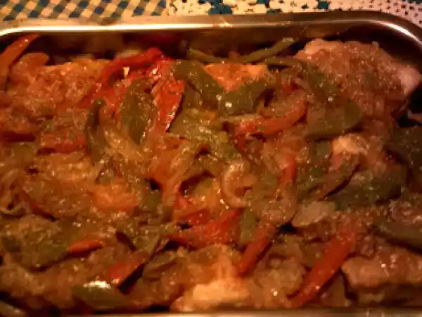 Receita Bacalhau no forno com pimentos