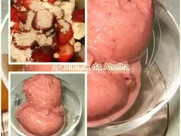 Receita Gelado de banana e morango