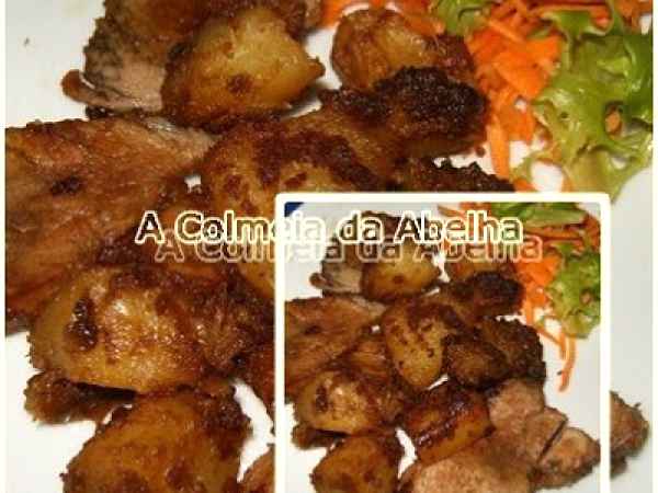 Receita Lombinho de porco com batatinha em manteiga de amendoim - dia castanho / brown day