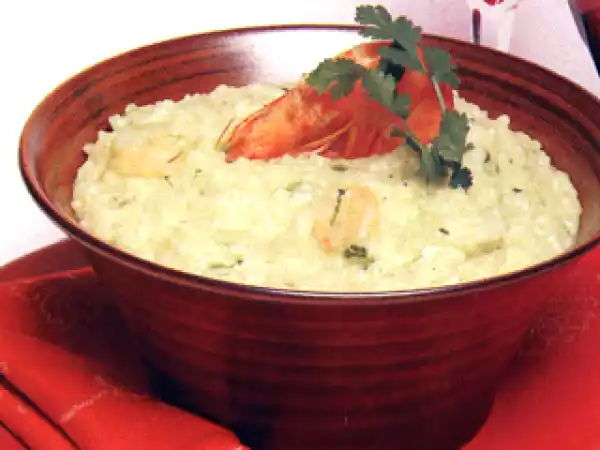 Receita Risotto de camarão com coentros