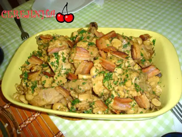 Receita Frango com cogumelos e bacon
