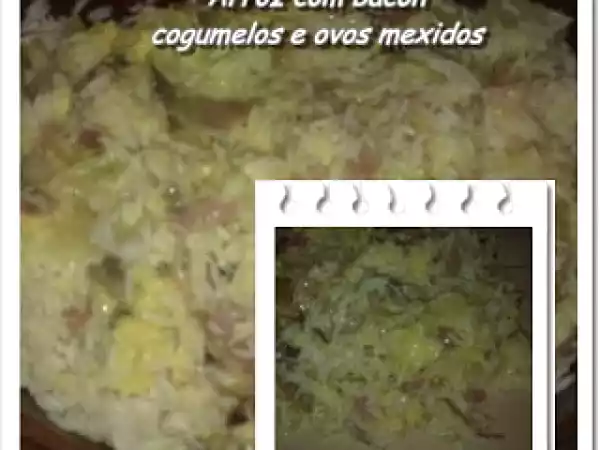Receita Arroz com bacon cogumelos e ovos mexidos