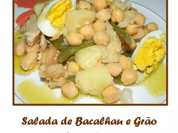 Receita Salada de bacalhau e grão
