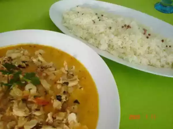 Receita Bacalhau com coco e mamão verde