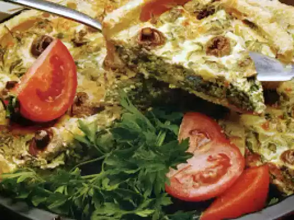 Receita Quiche de agriões e cogumelos
