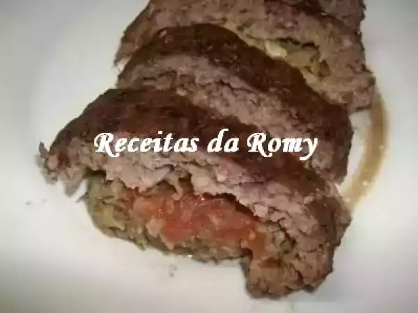 Receita Rolo de carne recheado com legumes e queijo