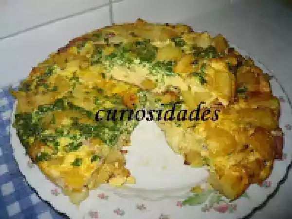 Receita Tortilha de batata e chouriço