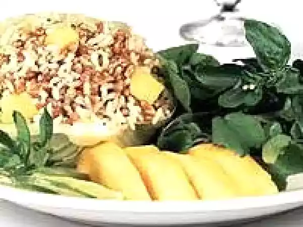 Receita Salada de arroz integral e trigo (vegana)