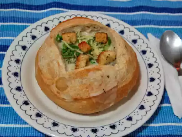 Receita Creme de galinha incrementado no pão italiano