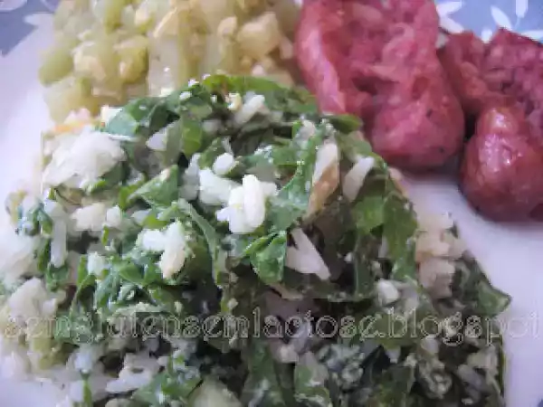 Receita Arroz com couve-manteiga