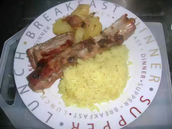 Receita Costela de porco assada e arroz