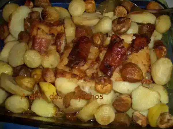 Receita Bacalhau com castanhas e vinho do porto