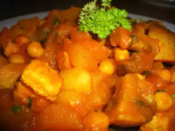 Receita Caril de abobora guisada com galinha - halloween