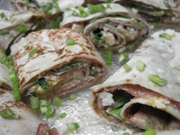 Receita Sanduiche enrolado de carpaccio e coquetel de lichia