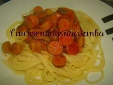 Receita Esparguete com bolonhesa de salsichas