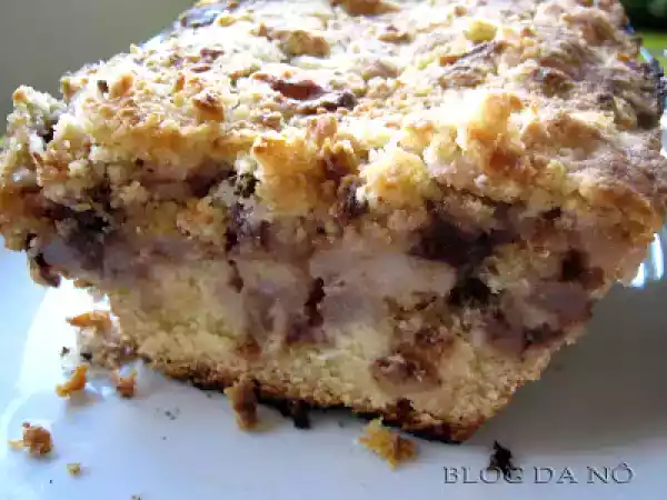 Receita Cuca de peras, nozes e chocolate