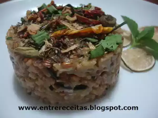 Receita Risoto de arroz sete grãos ao pesto de azeitona