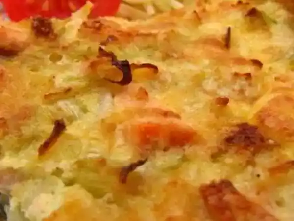 Receita Quiche de alho-francês com salmão e espinafres