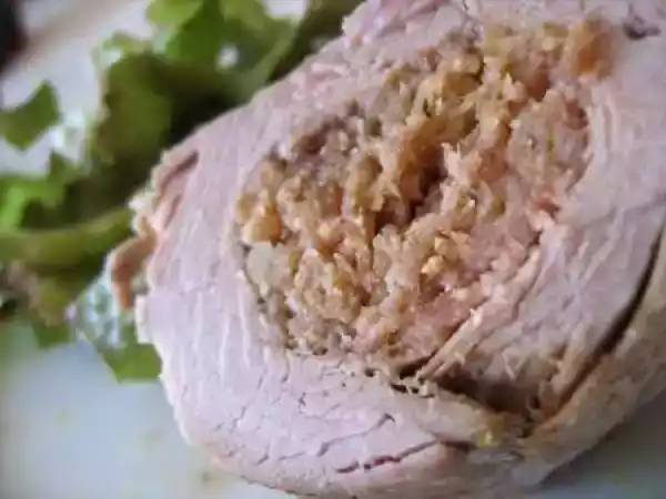 Receita Lombinho de porco recheado com alheira