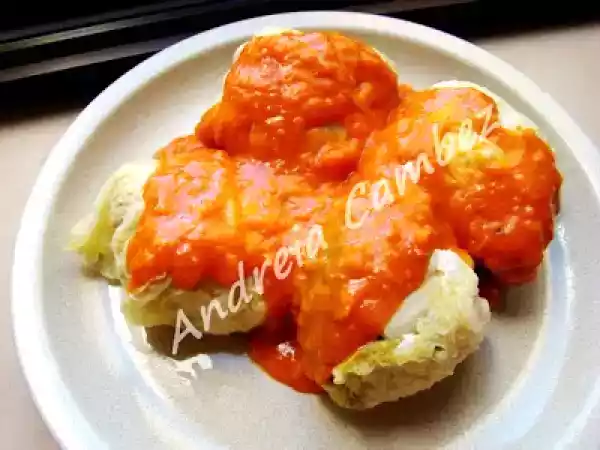 Receita Bimby - couve recheada com molho de tomate