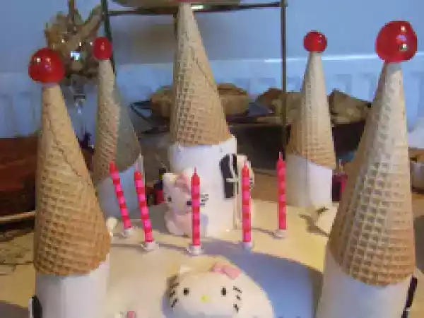 Receita Castelo da hello kitty em bolo...