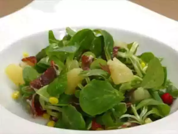 Receita Salada de canónigos e presunto