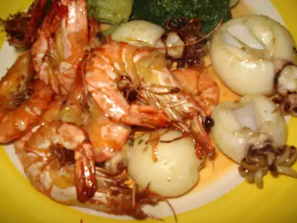 Receita Choquinhos fritos com gambas na actifry...
