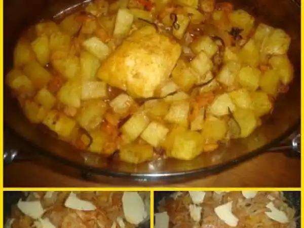 Receita Medalhões de pescada no forno com batatinhas e camarões
