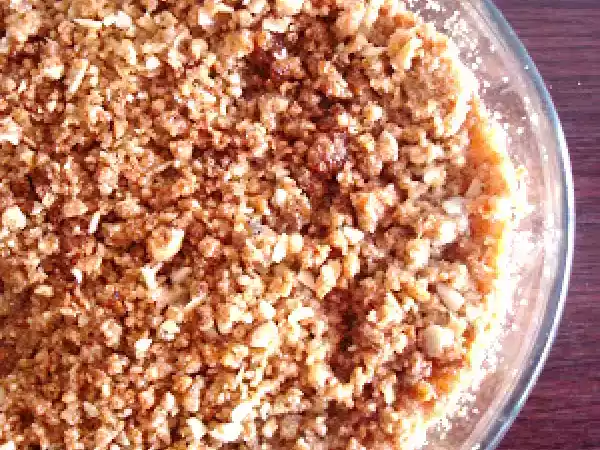 Receita Crumble de pêra e vinho do porto