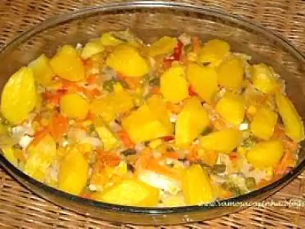 Receita Filete de peixe com legumes no forno