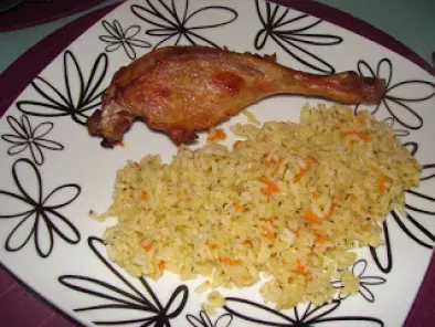 Receita Pato no forno c/ arroz de cenoura e coentros