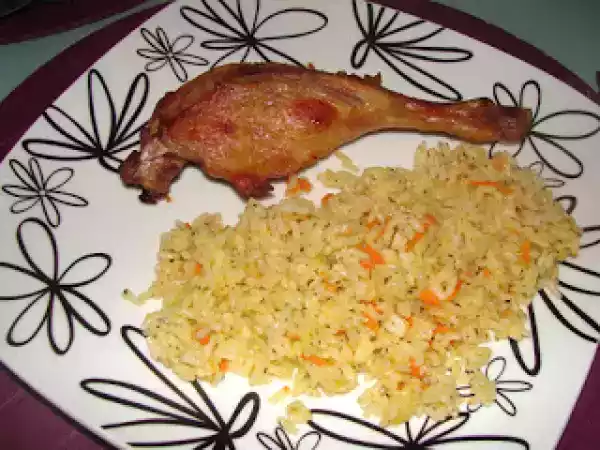 Receita Pato no forno c/ arroz de cenoura e coentros