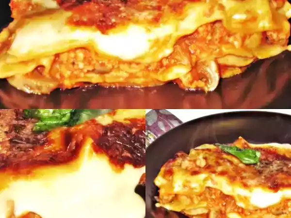 Receita Lasanha de carne mista com cogumelos e poejos