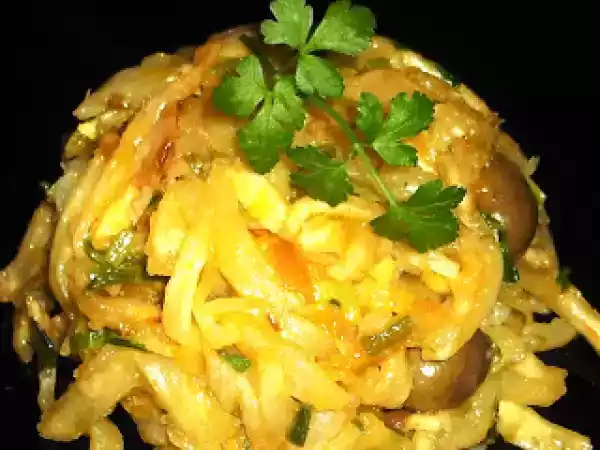 Receita Alho francês à brás (ovo-vegetariano)