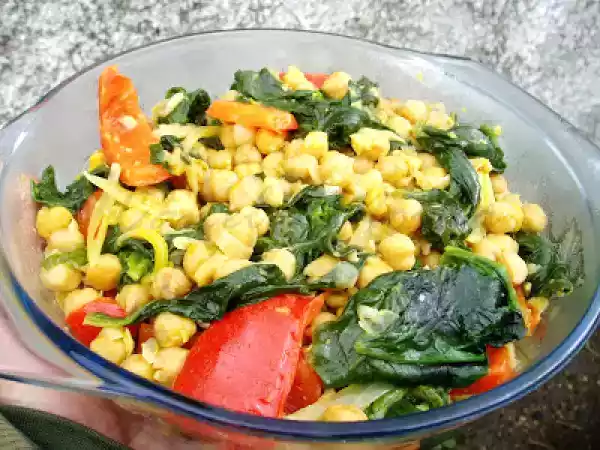 Receita Espinafres com grão-de-bico