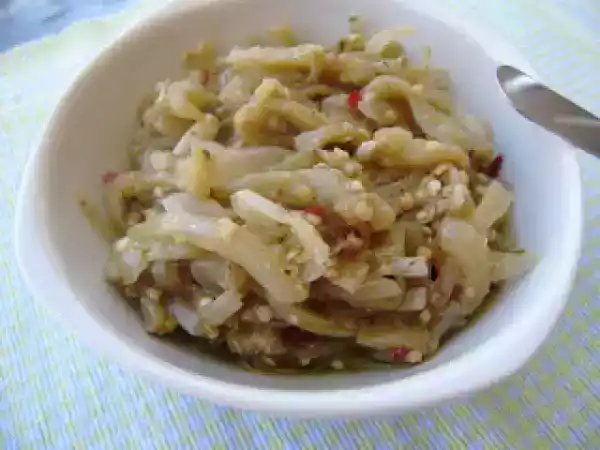 Receita Berinjela rápida no microondas - antepasto ou salada