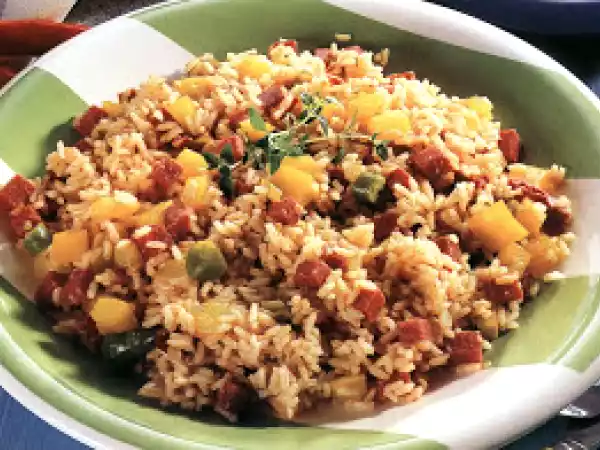 Receita Arroz de salame e pimentos