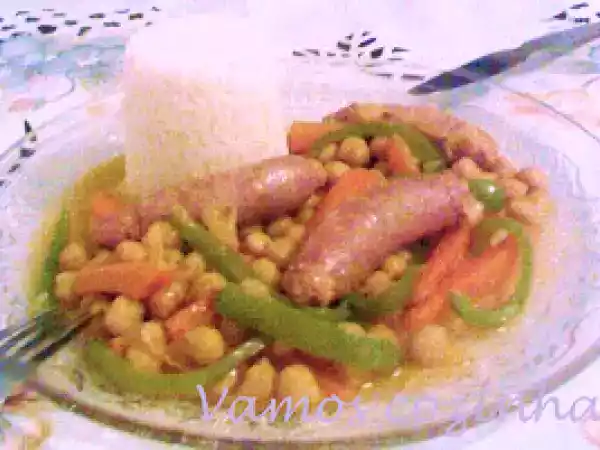 Receita Grão de bico com salsichas frescas